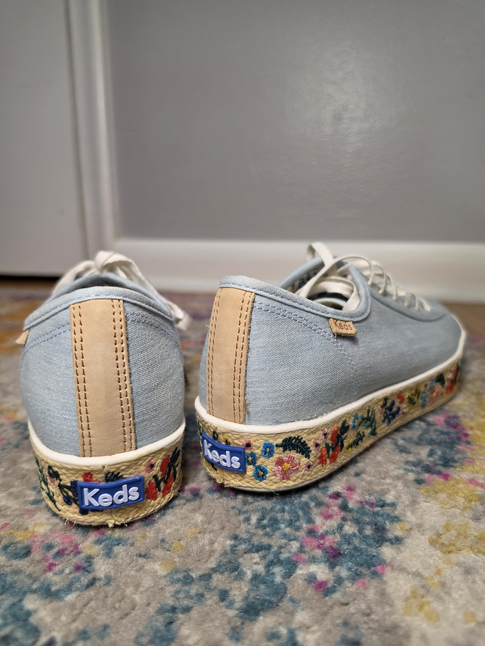 Keds x Rifle Paper Co Rosalie Embroidered Triple Kick Sneakers Size 10 - Picture 2 of 7